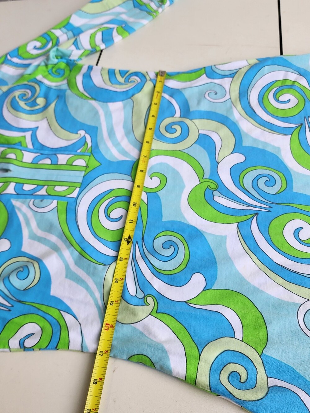 Barbara Gerwit Knit V Neck long sleeve Blue Green Geometric Dress Cotton Women L - Picture 11 of 14